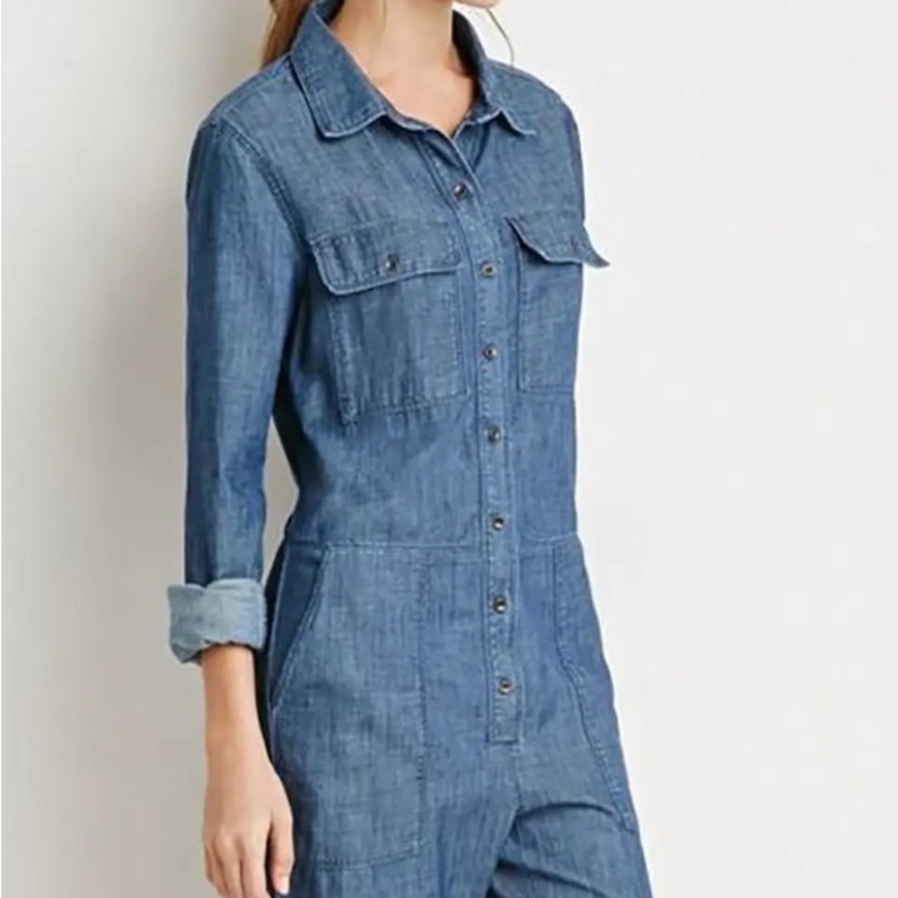 Forever 21 Blue Denim Jumpsuit